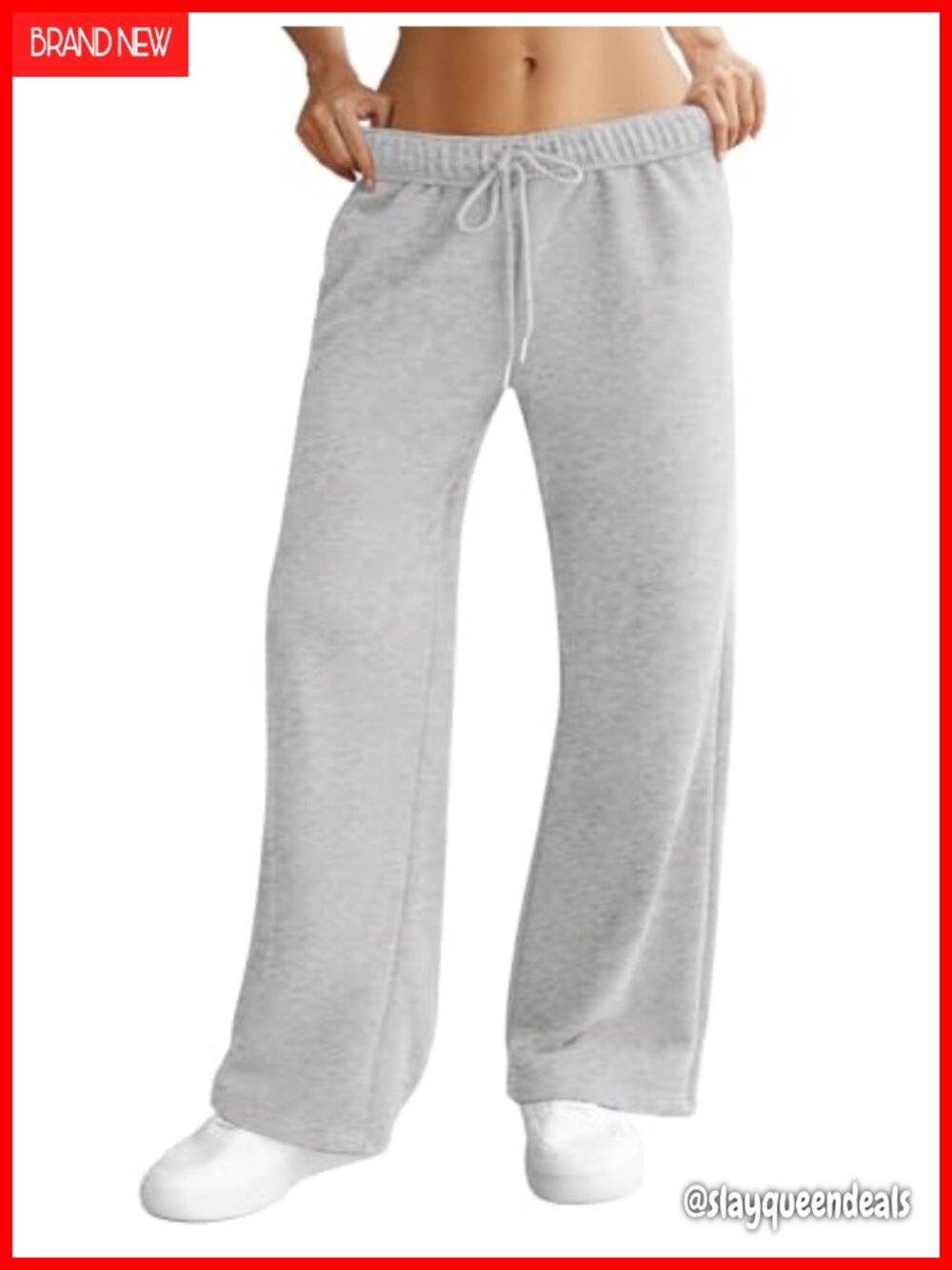 Wide Leg Sweatpants Interior Drawstring Baggy Cotton Blend